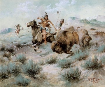  Edgar Obras - Edgar Samuel Paxson xx La caza del búfalo en el oeste de América